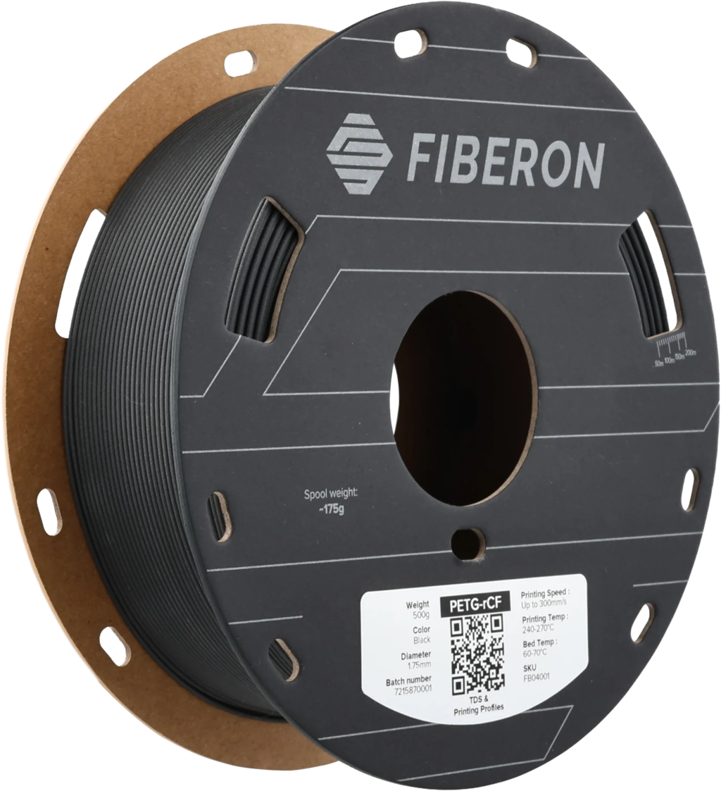 Polymaker  Fiberon™ PETG-rCF08 Black, 1,75 mm / 500 g    PETG Material mit recycelten Kohlenstofffasern in Schwarz