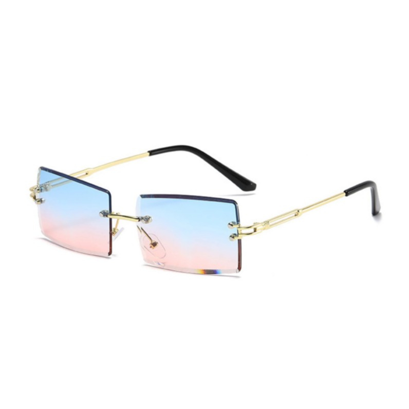UV400 Sonnenbrille ohne Rahmen Retro für Frauen - Rosa / Blau (Eckig)