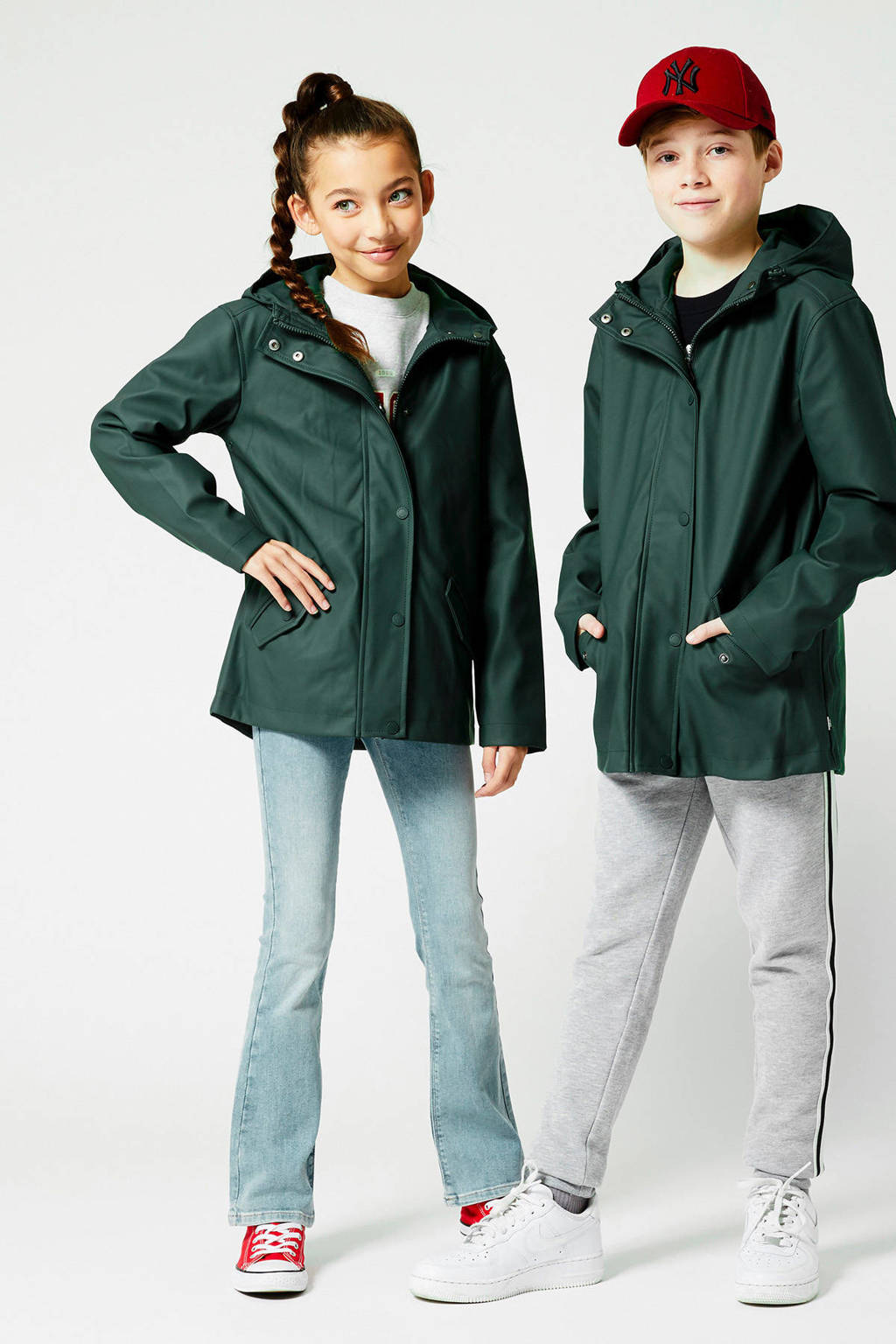 America Today unisex regenjas Jade JR donkergroen