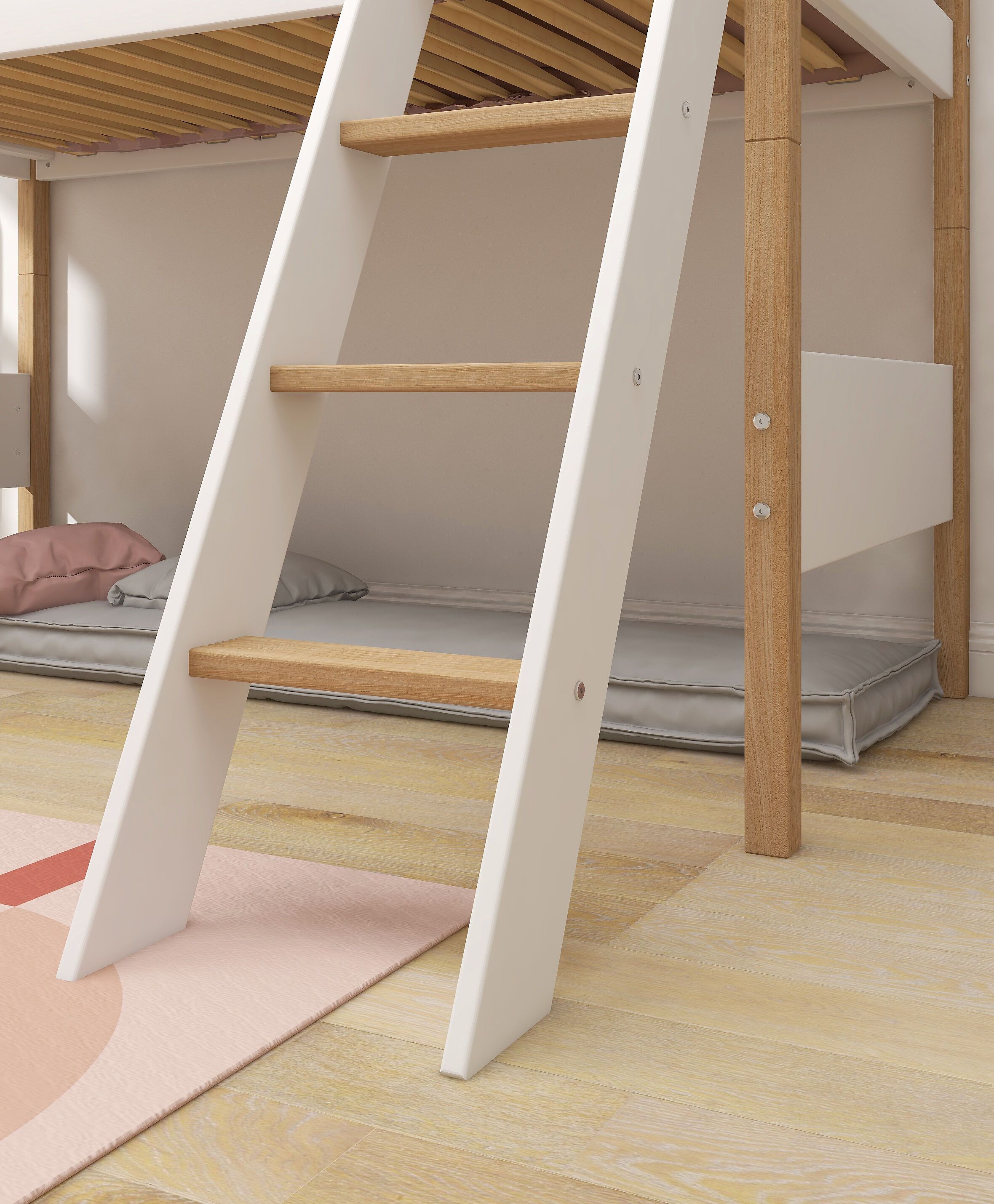Flexa NOR Mittelhochbett - Weiss / Eiche / B: 150.0 cm x T: 210.0 cm x H: 143.0 cm