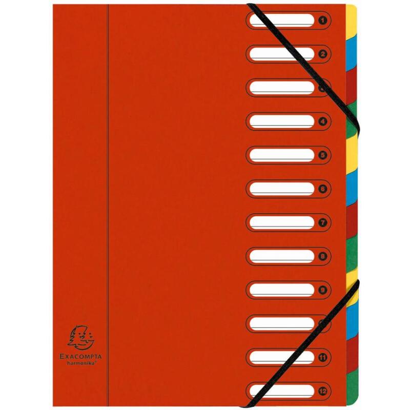 Trieur HARMONIKA® à fenêtres avec élastiques véritable carte lustrée 12 compartiments