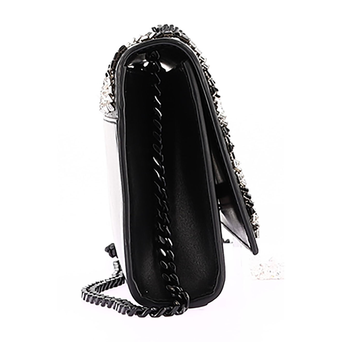 Saint Laurent Sac bandoulière Sunset en Cuir Perles et Strass noir - Neuf avec étiquette - L.20 cm
