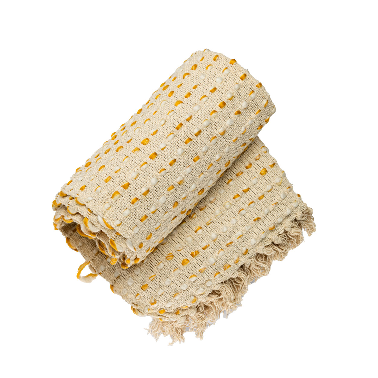 Plaid katoenmix natural ochre