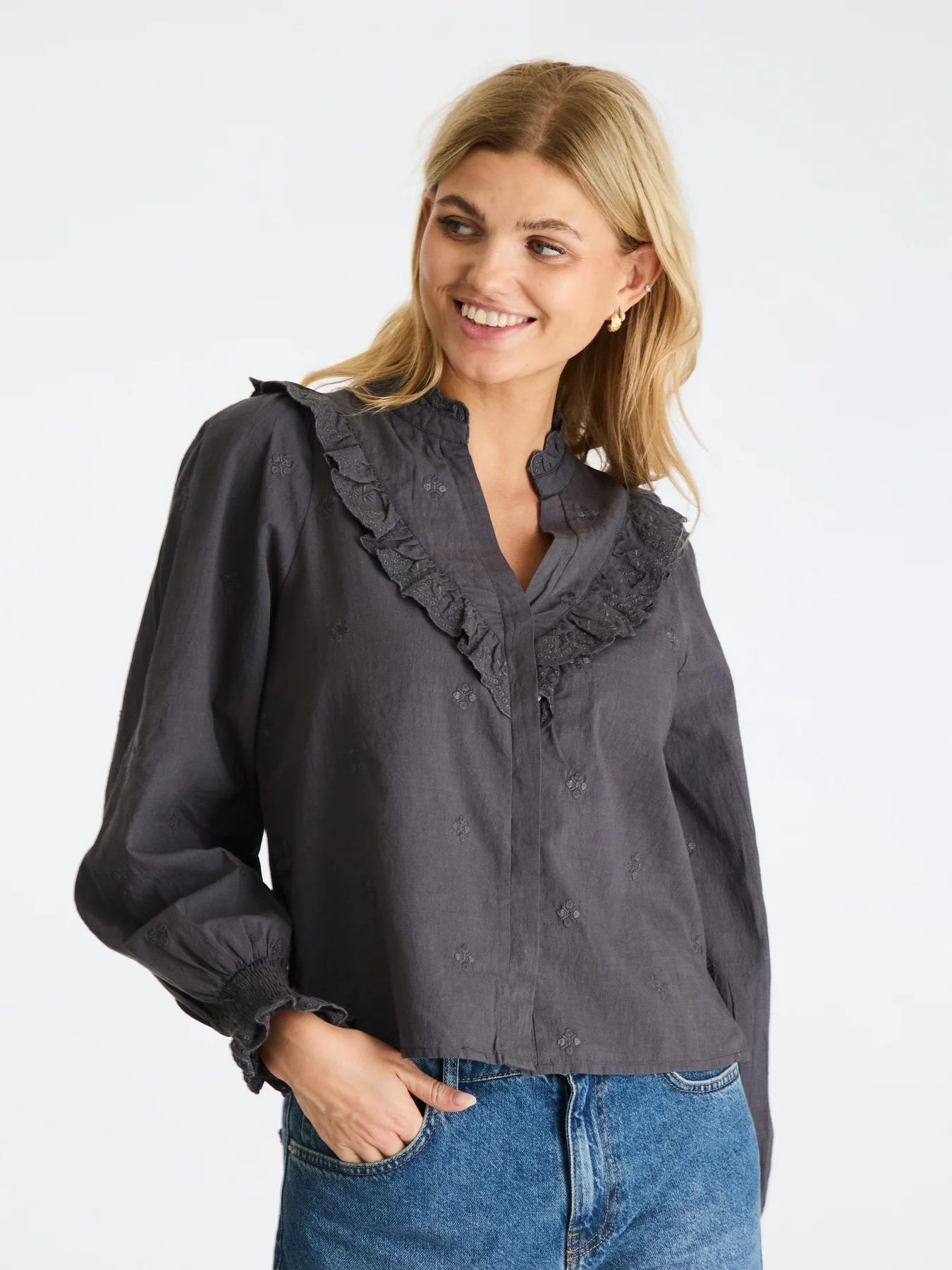 Neo Noir Degas Blouse dark grey