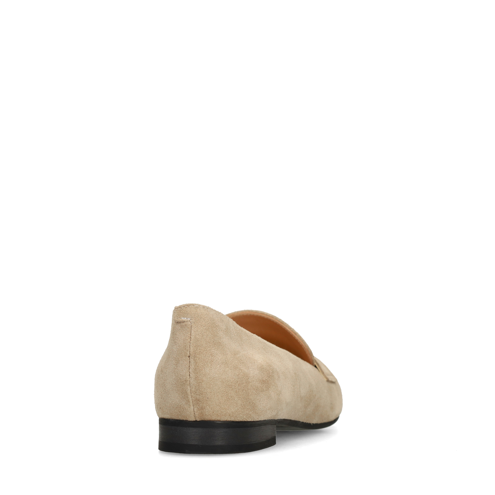 Beige suède loafers met gouden studs