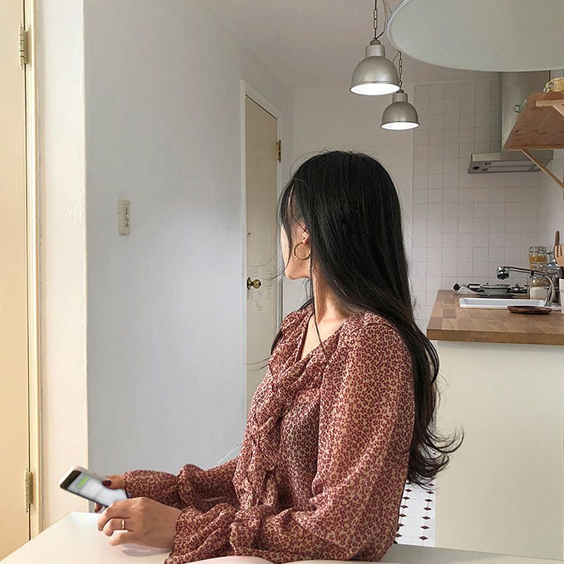 Brigitte - Blouse met lange mouwen en ballonmotief met bloemenprint