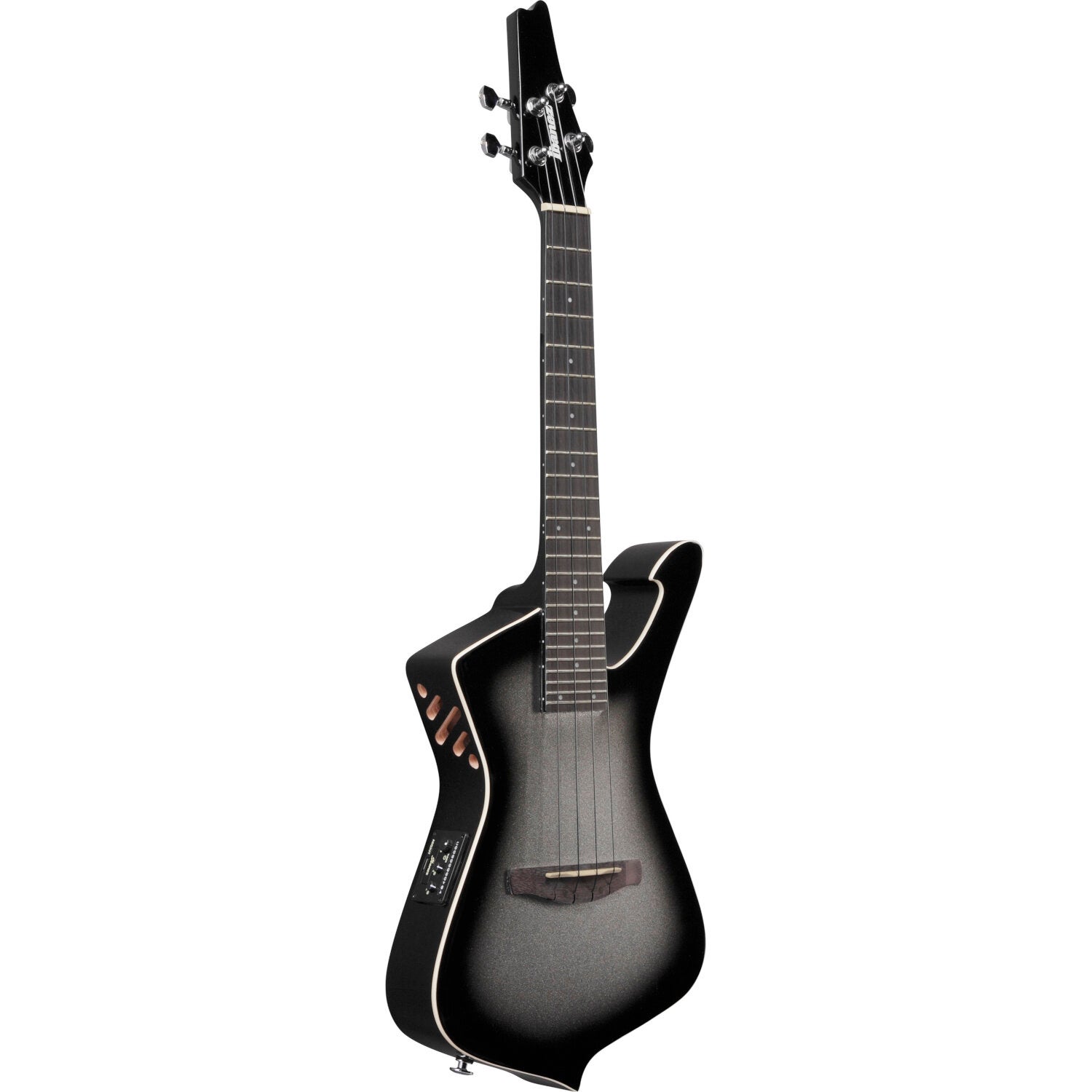 Ibanez UICT100 Metallic Gray Sunburst High Gloss elektrisch-akoestische tenor ukelele met gigbag