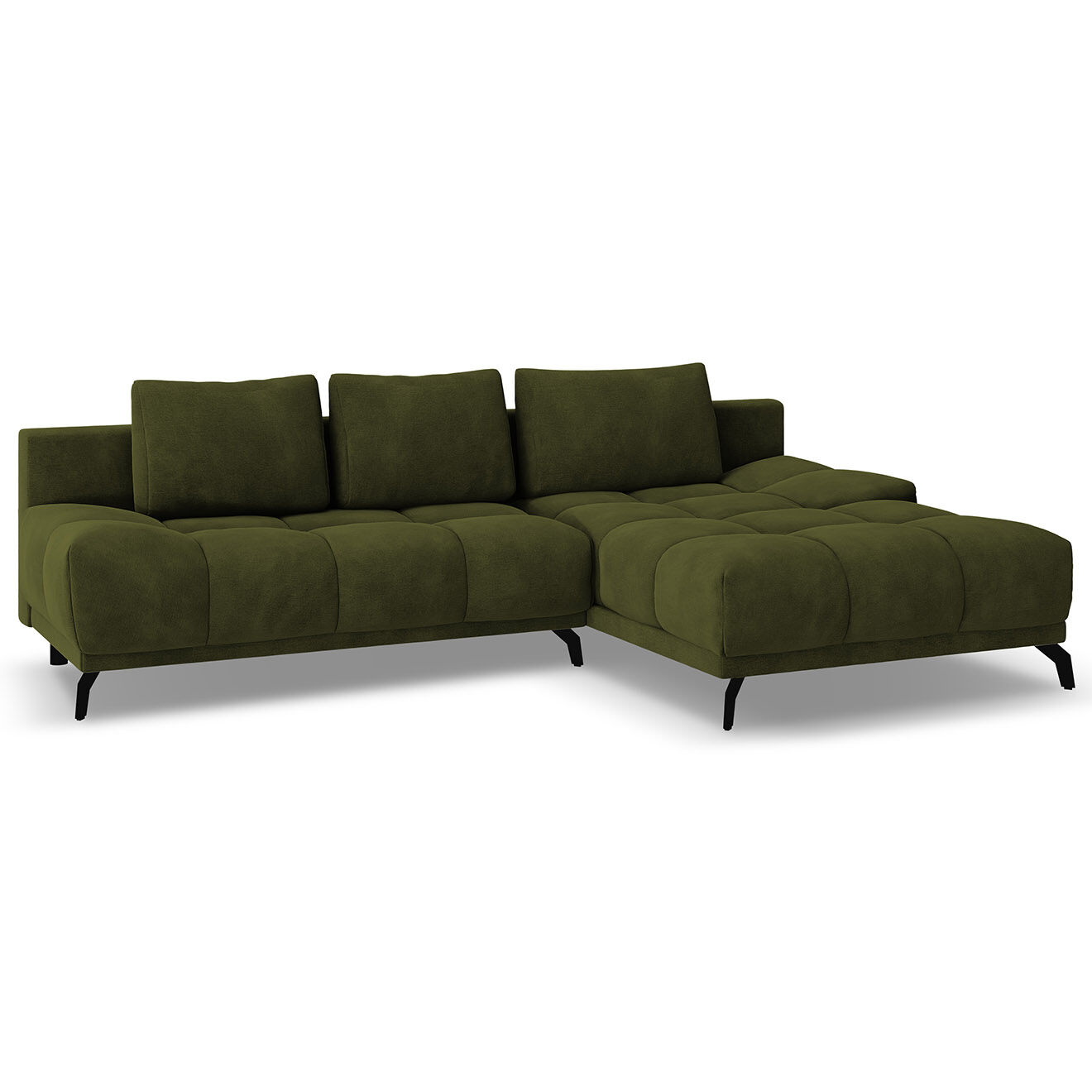 Windsor & Co Canapé d'angle Droit Convertible avec Coffre Cirrus 5 Places vert - 290x182x90 cm
