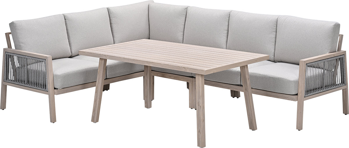 Decala aluminium lounge-dining set - licht eikenlook