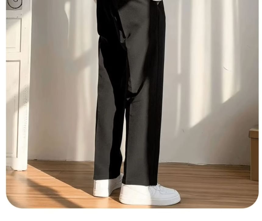 Craltuxe - Mid Rise Plain Straight Leg Dress Pants
