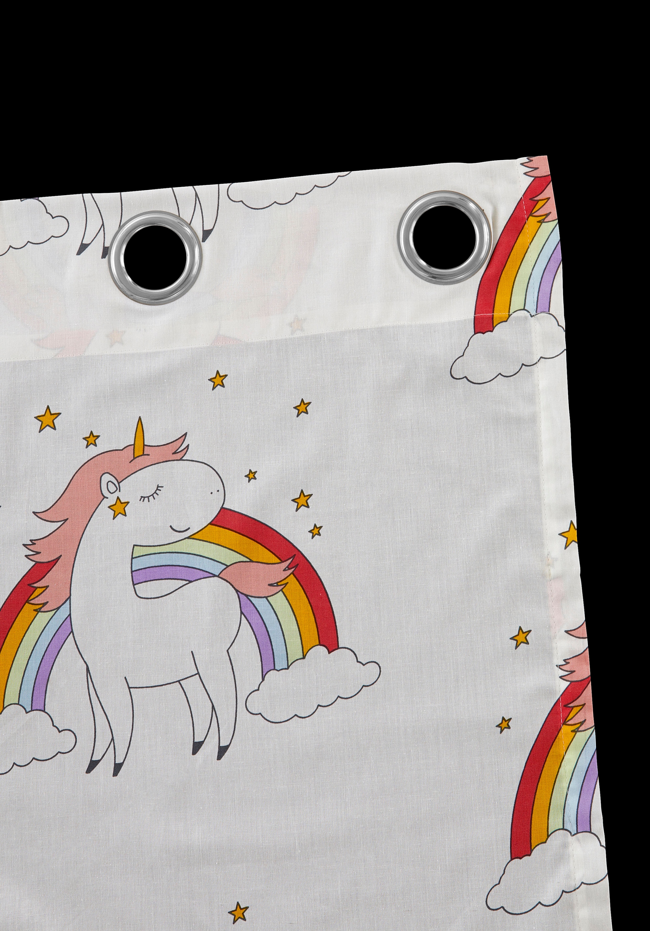Lüttenhütt Gardine »EINHORN« Ösen 1 Stk. tlg. Kindergardine, Einhorn, Regenbogen, einseitig bedruckt
