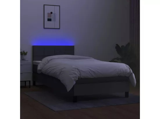 Sommier tapissier avec matelas et LED Gris foncé 90x190cm Tissu