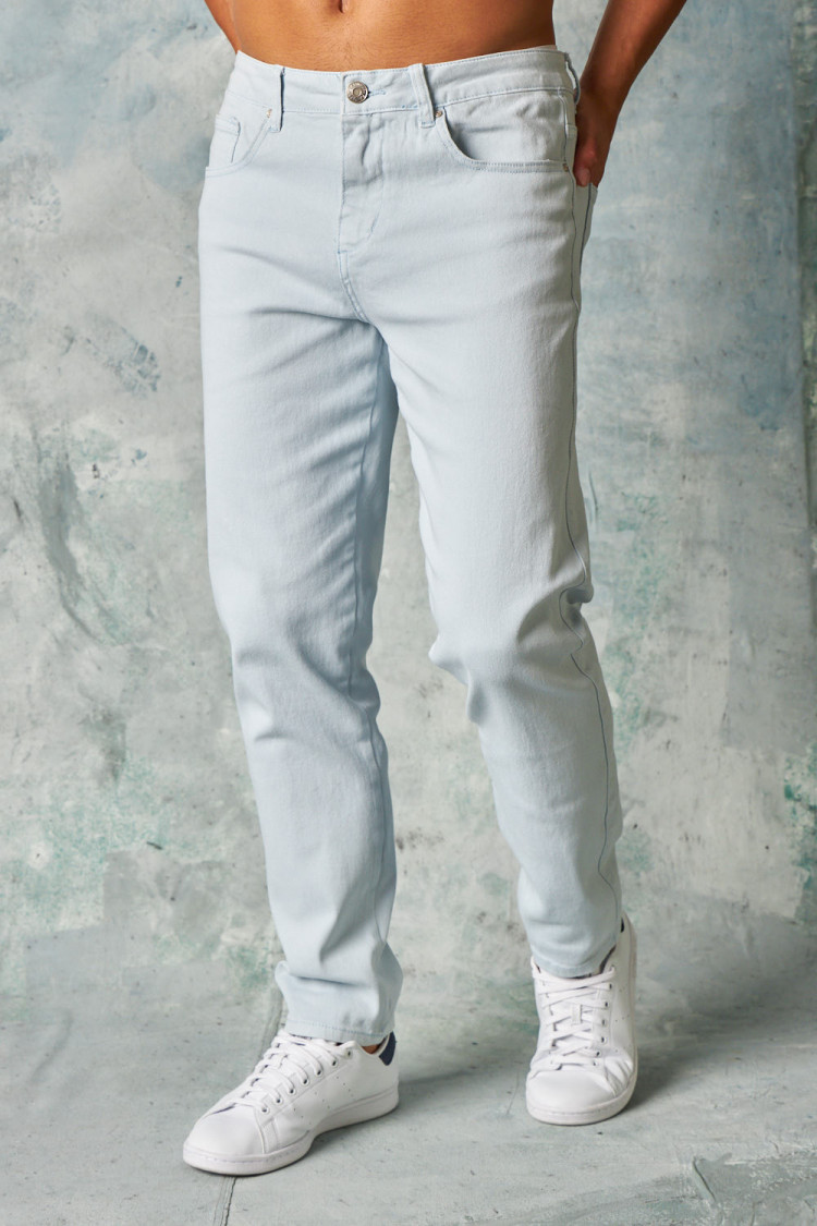 Jeans coupe droite bleu ciel
