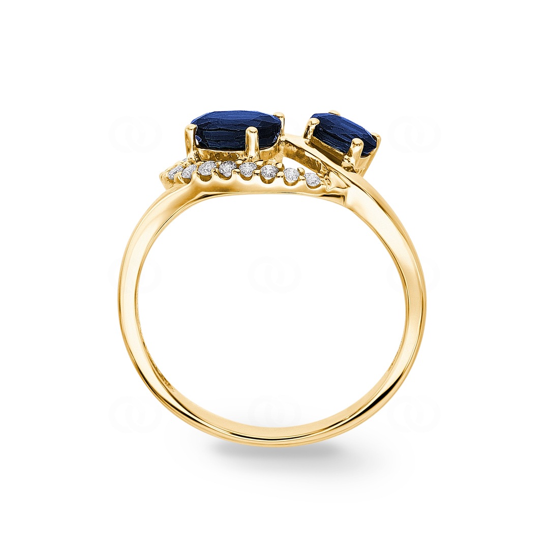 Saphirring 750/18 K Gelbgold mit Diamanten 0.08 ct H/si