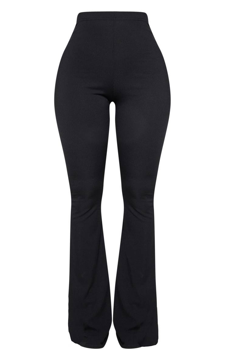 Noir Pantalon Évasé Côtelé Sculptant