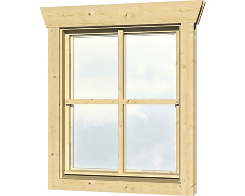 Enkel raam voor tuinhuis, 28 mm SKAN HOLZ, linksdraaiend, 57,5 x 70,5 cm, natuurlijke afwerking