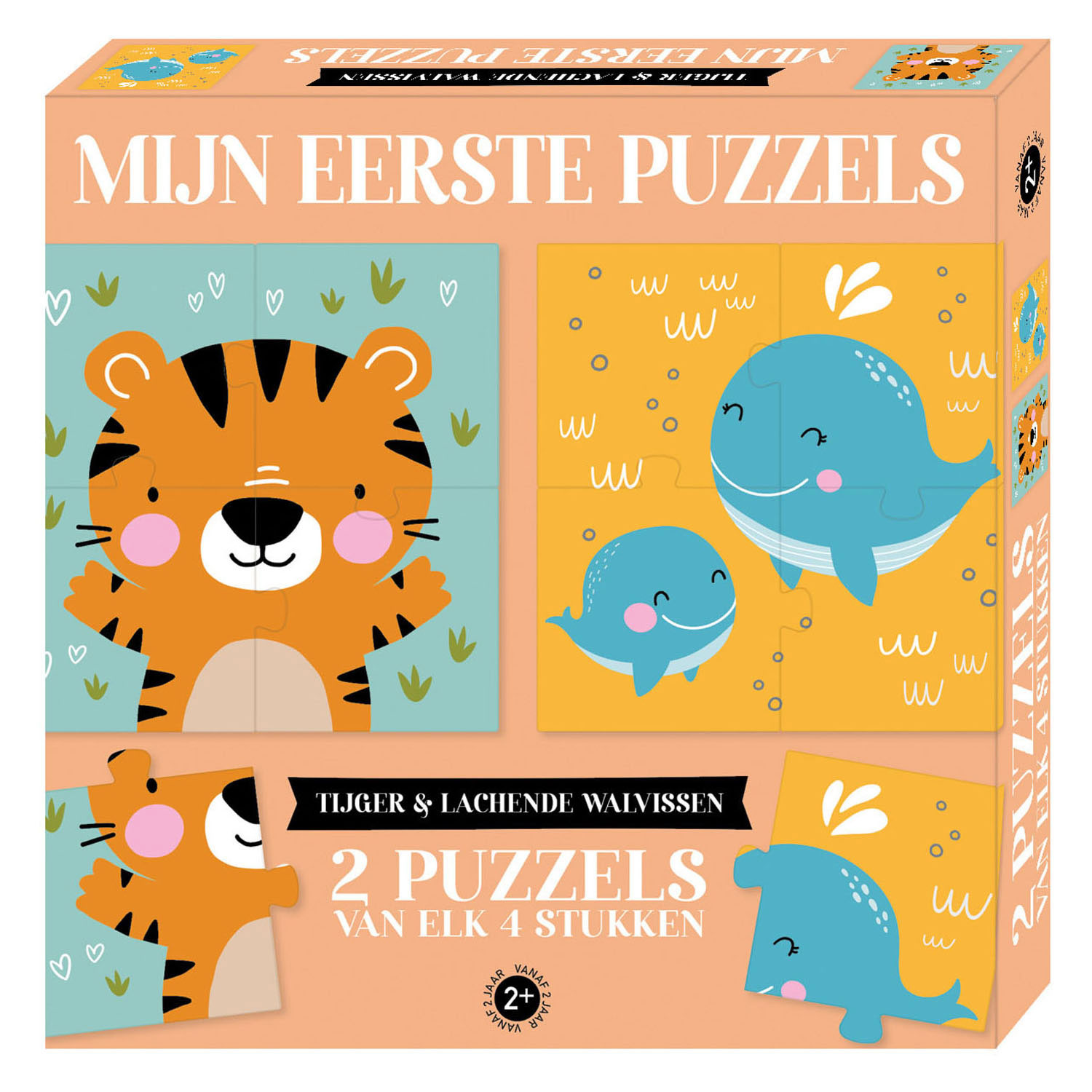 Mijn Eerste Puzzels - Tijger & lachende walvissen, 2x4st.