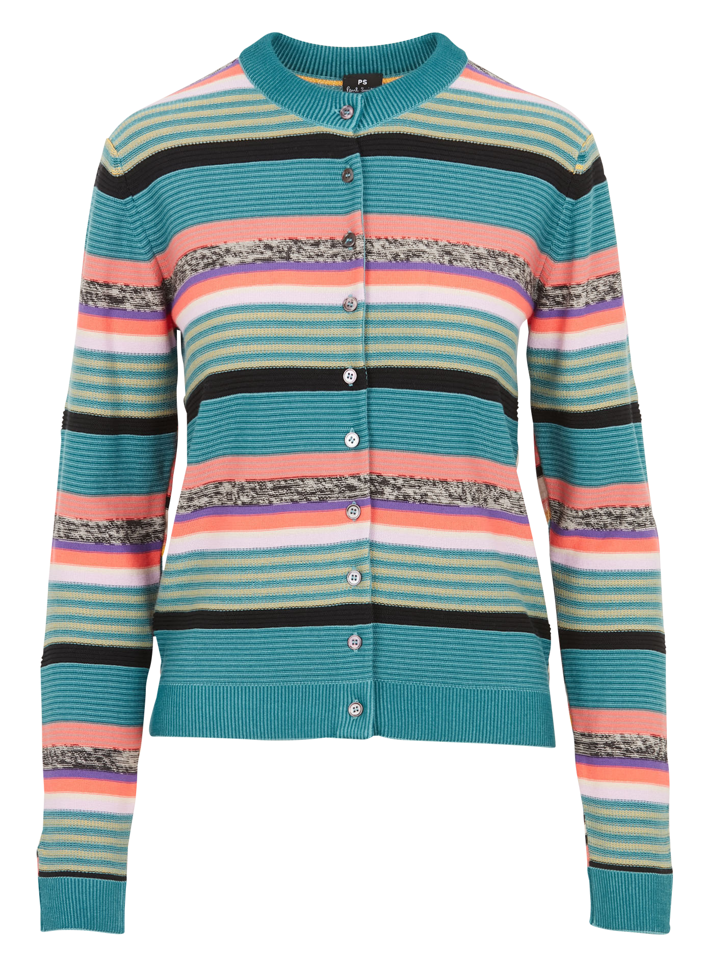 Gilet col rond rayé en coton organique | Multicolore
