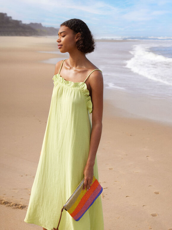 Vestido longo de algodão - Verde