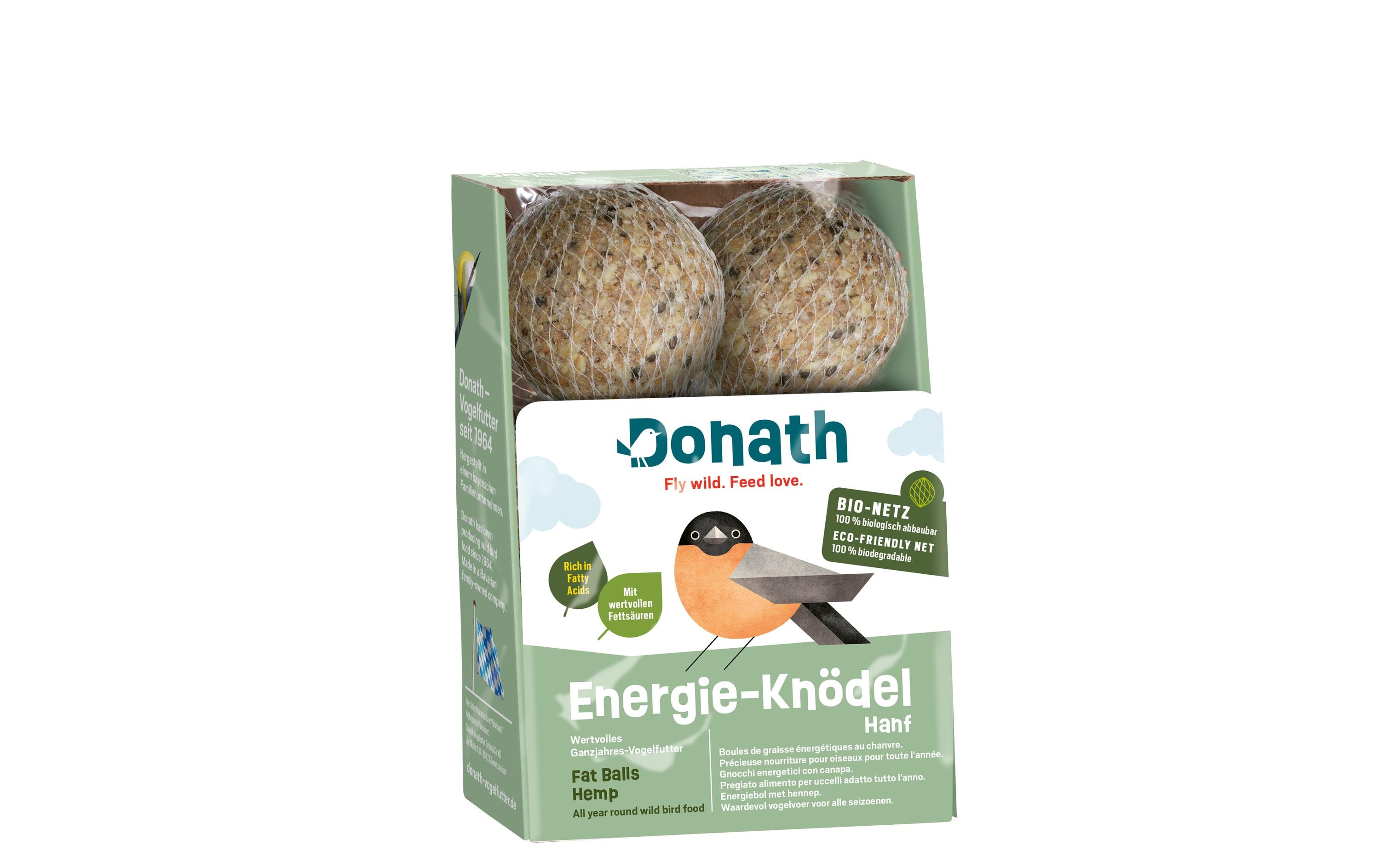 Wintervogelfutter Energie Knödel Hanf, 6 x 100 gVogelfutter empfohlen für kältere Jahreszeiten