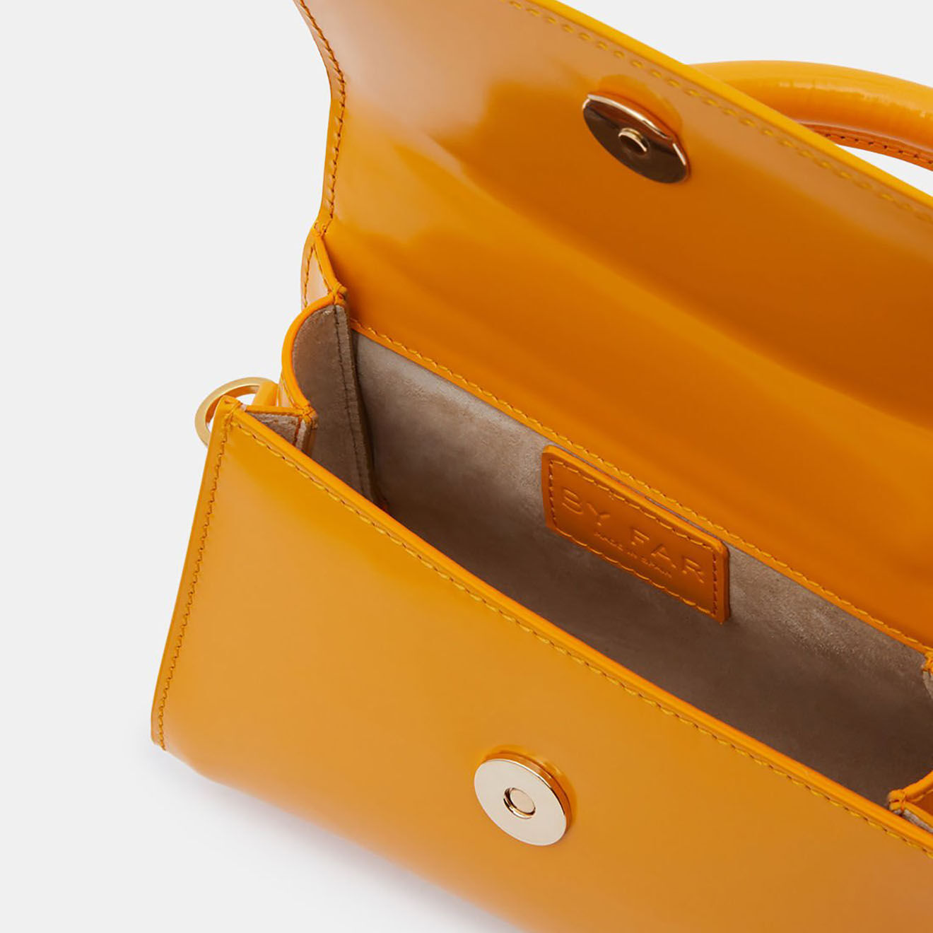 By Far Sac à main mini en Cuir Semi Patent Léa orange - 10,5x16,5x7 cm
