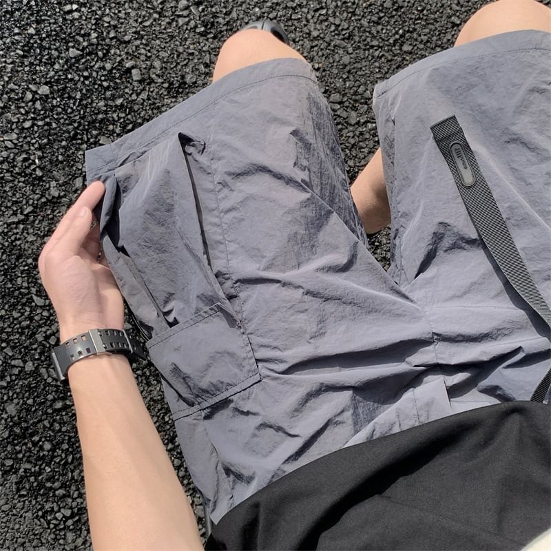 Ninine - Mid Rise Plain Cargo Shorts