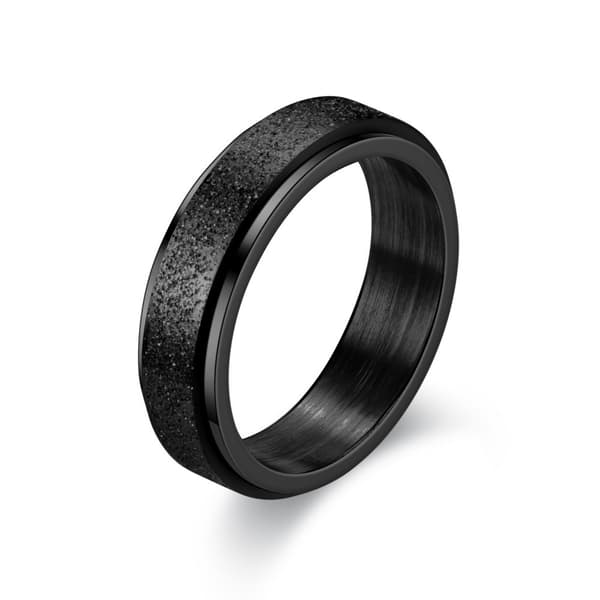INF Antistressring i rustfritt stål med enkel design Sort