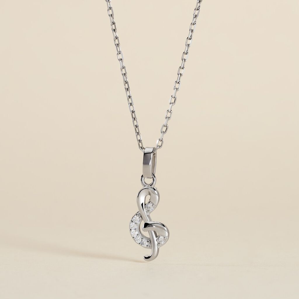 Pendentif Amelot Argent Blanc Oxyde De Zirconium
