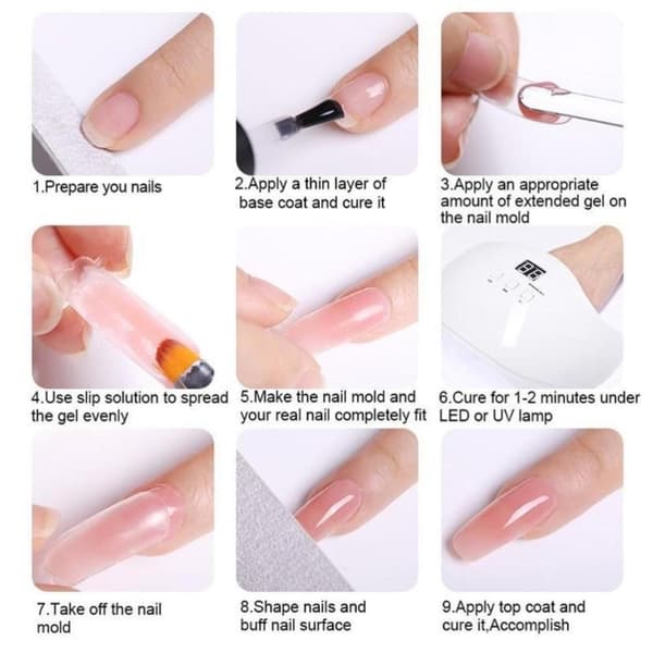 Poly Builder Gel Kit med UV-lampe for Negler / Polygel Nail Art