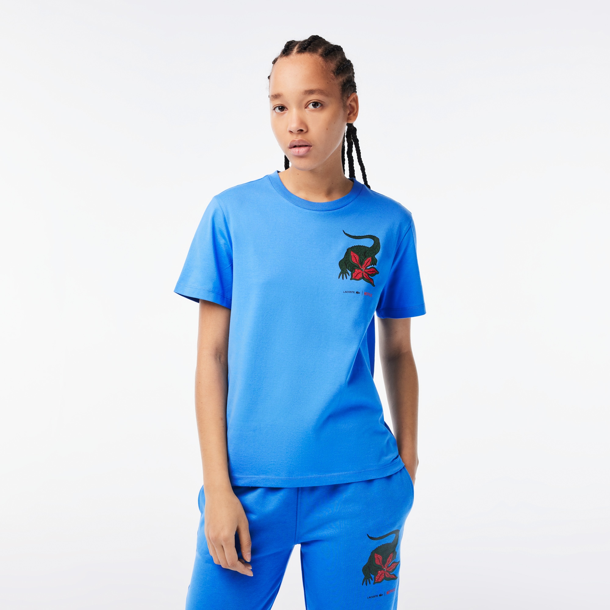 T-shirt femme Lacoste x Netflix en jersey de coton biologique T-Shirts - Bleu - Lacoste - Femme