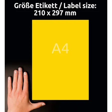 Avery Zweckform 3473 Farbige Etiketten,A4 210 x 297 mm, 100 Bogen/100 Etiketten, gelb