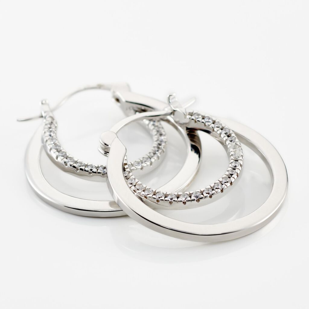 Créoles Argent Blanc Linnette Oxydes De Zirconium