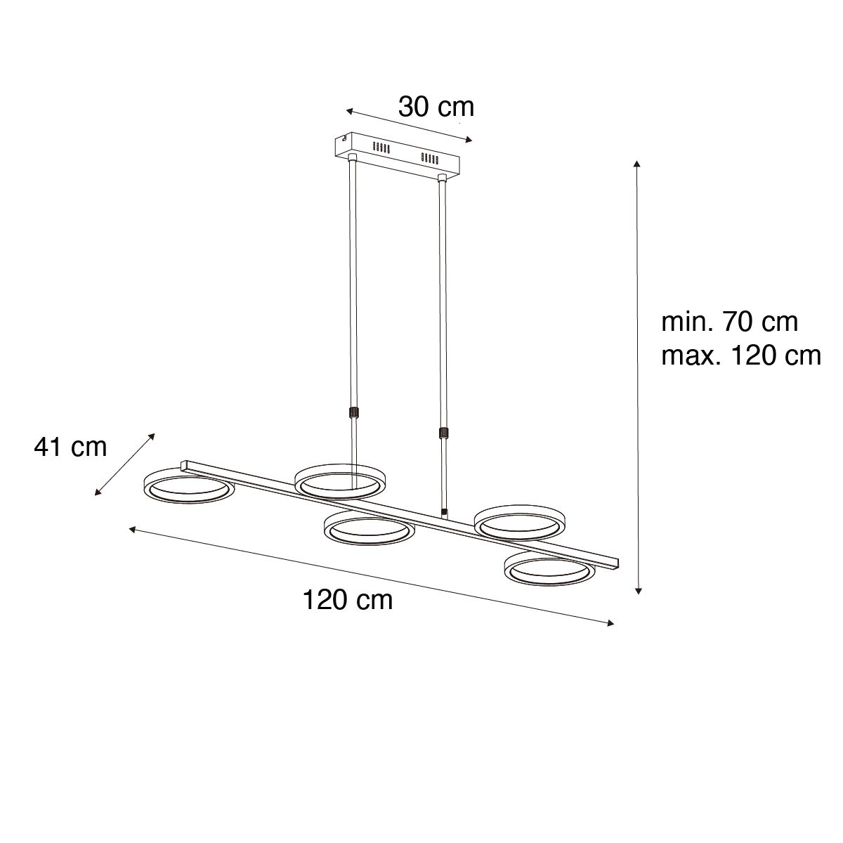 Moderne hanglamp incl. LED 3-staps dimbaar goud 5-lichts - Vivé