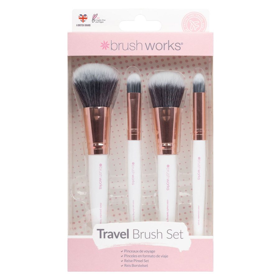 Brushworks White & Gold Travel Makeup Brush Set