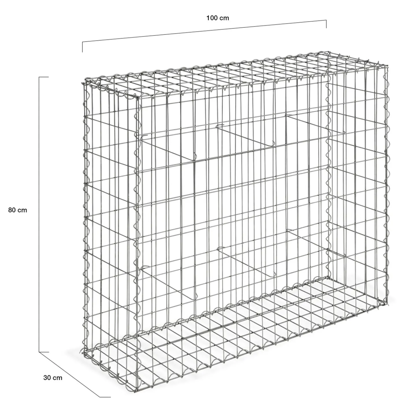 Lot de 2 gabions pour pierre 100 x 30 x 80 cm