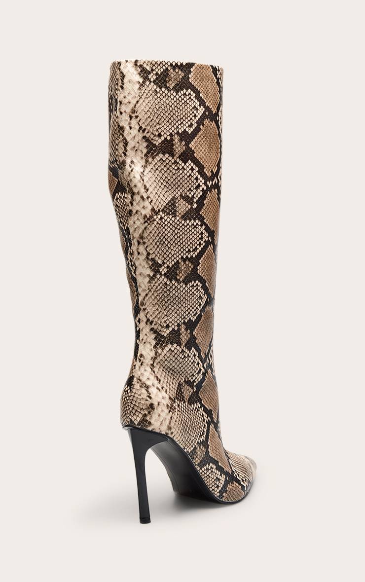 Naturel Bottes Hautes À Talons Imprimé Synthétique