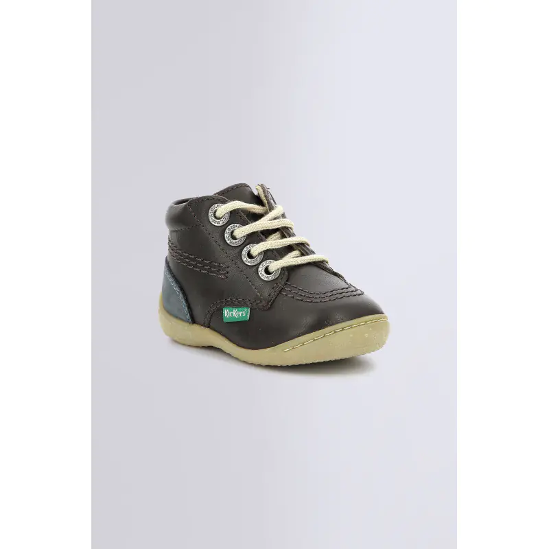 GAZIP MARRON FONCE MARINE BOTTILLONS Cuir Garçon