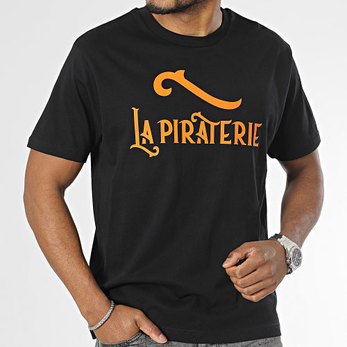Tee Shirt Oversize Large Logo Noir Orange