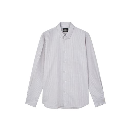 Mads Nørgaard Cotton Oxford Sune Stripe Skjorte, White/Lead Gray, L