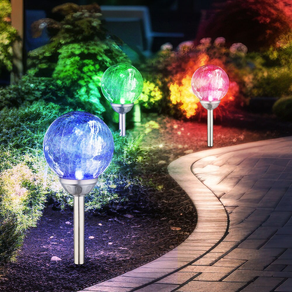 RGB LED Solarleuchte, Bruchglaskugel, Farbwechsel, H 43 cm