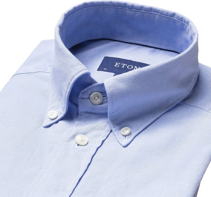 ETON Light Blue Royal Oxford Shirt - Slim Fit Blå