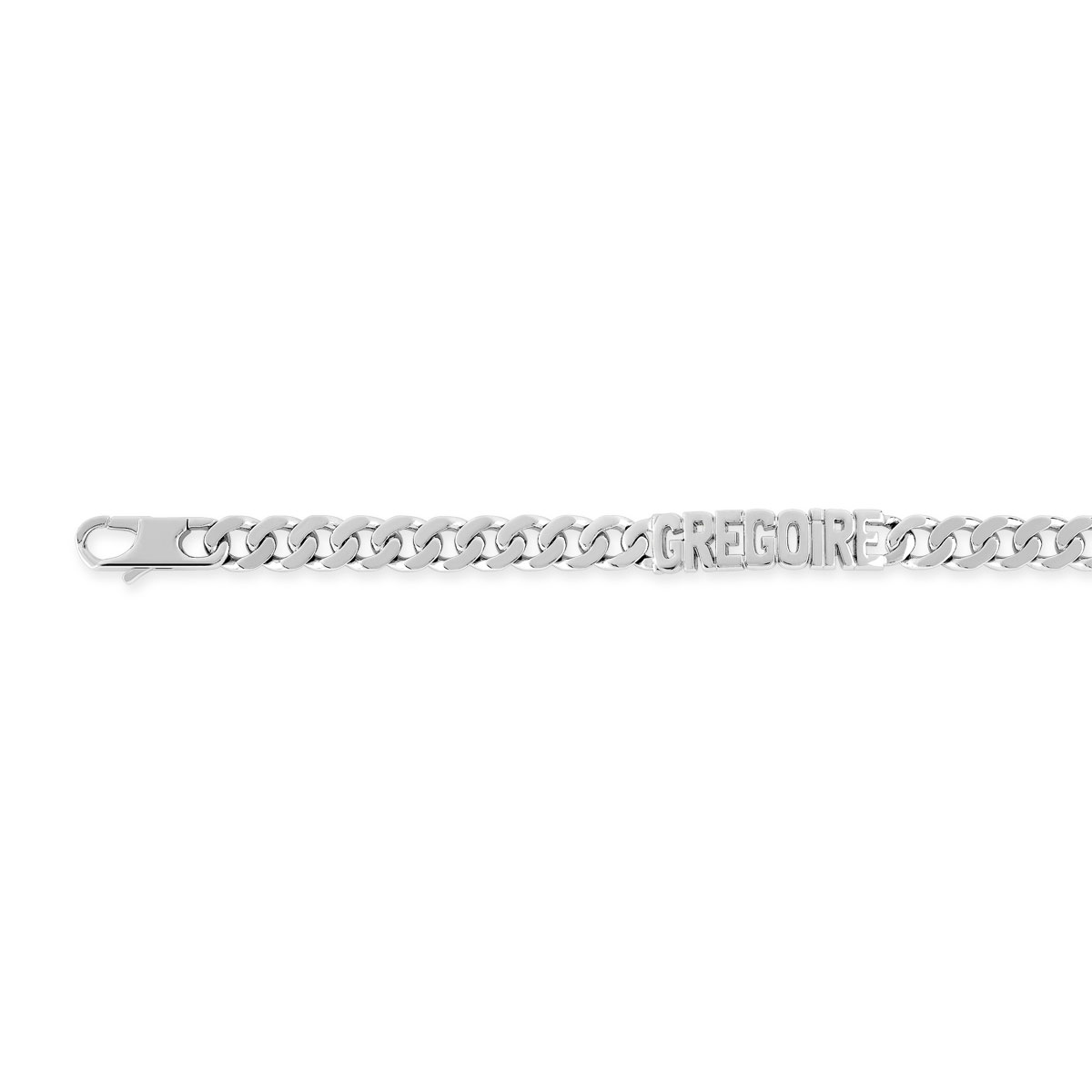 Bracelet identité argent 925 prénom découpé 22 cm