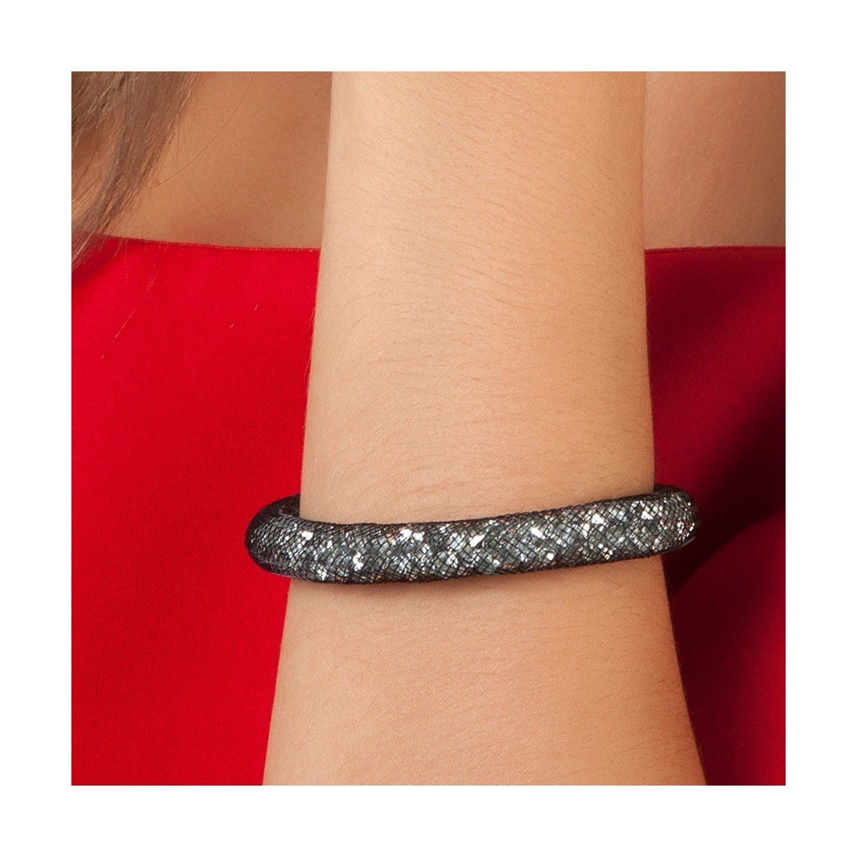 Bracelet noir tube strass SC Crystal