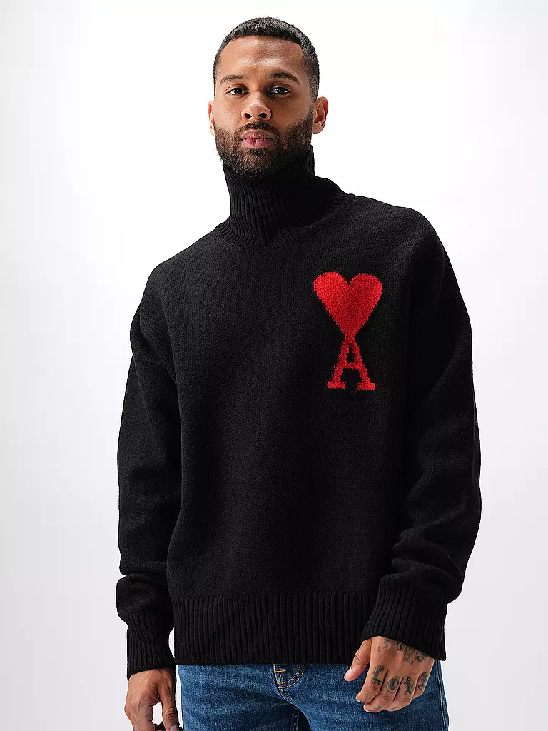 AMI PARIS Rollkragenpullover schwarz