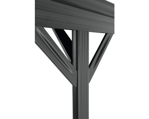 Enkele carport met tongewelf, 8 mm dubbelwandige polycarbonaatplaten, 300 x 505 cm, antraciet