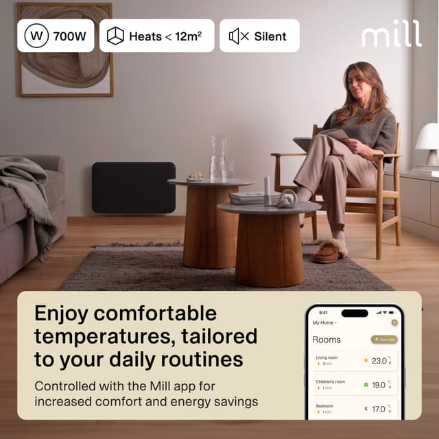 Mill Invisible Wi-Fi Gen4 panelradiator PA700WIFI4sort (sort)