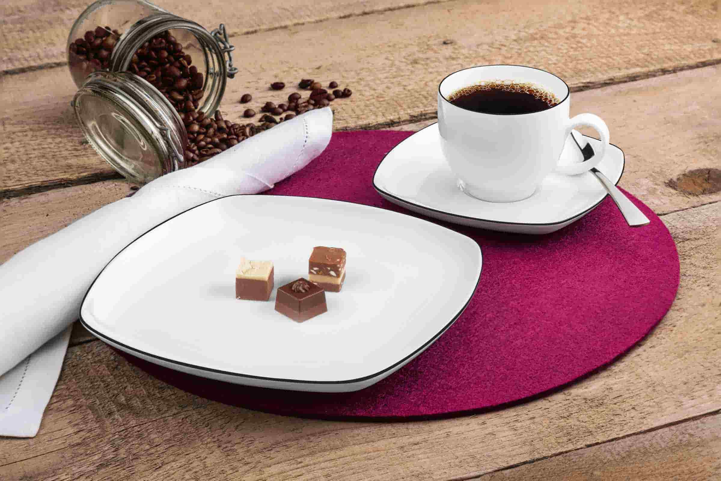 Seltmann Weiden Kaffeeservice eckig Lido Black Line 18er Set