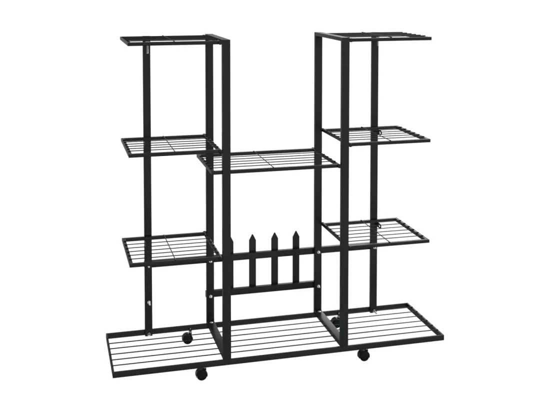 Jardinière avec roues 94,5x24,5x91,5 cm Noir Fer