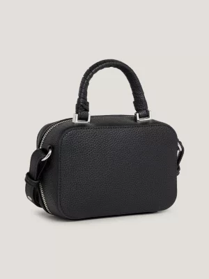 Bolsa transversal com monograma em textura granulada
