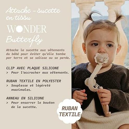 Attache sucette ruban Wonderland Bleu - SUAVINEX